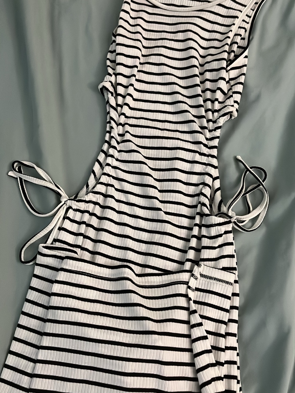 SHEIN Black and White Striped Maxi Dress with Side Ties